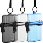 Outus 3 Pieces Waterproof Case ID Card Holder with Floating Sports Case Locker with Hanging Ring and Rope 4.72 x 2.95 x 1.57 Inches(Clear, Gray, Blue)