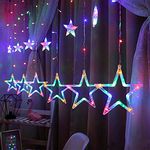 LEDDiT 12 Stars 138 Led Curtain String Lights Window Curtain Lights with 8 Flashing Modes Decoration for Christmas, Wedding, Party, Home, Patio Lawn Multi Color (138 Led-Star, Copper, Pack of 1)