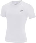 Runhit Boys Compression Shirt Short Sleeve Youth Basketball Undershirt Kids Quick Dry Athletic Base Layer T-Shirt White L