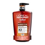 L'Oréal Men's Shower Gel, Men Expert Barber Club 3-in-1 Body Wash 1L Pump, Cedarwood Oil for Body, Hair & Beard Grooming, Deep Cleanse & Active Moisturisation