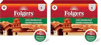 Folgers Lively Colombian Decaf Medium Roast Single Origin Coffee Pods, Single Serve One Cup Pods made with Arabica Beans for Hot or Iced Drinks, 12 Count (Pack of 2)