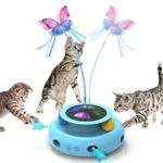 IOKHEIRA Interactive Cat Toys for Indoor Cats Adult, Automatic Rotating Butterfly Kitten Toys, With Track Ball Cat Accessory, Rechargeable Power Cat Puzzle Toys