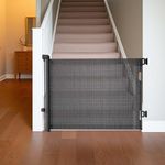 Hardware Mount Retractable Baby Gates for Stairs with Auto-Lock,33" Tall,Extends up to 55" Wide Mesh Double Lock Safety Baby Dog Pet Cat Gate for Doorways,Child Gate for Hallways Kitchen Indoor Black