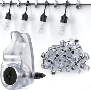 Hooks for Outdoor String Lights Clips, Christmas Light Clips Weatherproof, Lights Hanger Hooks for Hanging Christmas Light, Fairy Light, Cable, Holiday Decor - Clear, 50 Pack