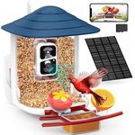 birdsnap® TUC- Bird Feeder with Camera+Solar Panel 32GB Card 4-in-1 Perch, 160°View 1080P Live Stream Auto Notify AI Identify 10000+ Bird Watching Camera Wireless Outdoor for Bird Lover