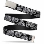 Buckle-Down Men's Buckle-Down Web Belt Thaneeya Sugar Skulls 1.5", Thaneeya Sugar Skulls/WB-CR-1.5-WTY005, Regular