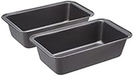 Amazon Basics Non-stick Rectangular Carbon Steel Bread Pan, 27x15x7 cm, 2-pack, Grey