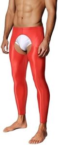 ZONBAILON Men's Trendy Thermal Leggings, Shiny Fabric, Unique Opening, 4 Colors to Elevate Your Outfit