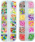 2 Boxes Fruit Flower Candy Slices Nail Art Slices, 3D Polymer Clay Mini Slices Resin Making Charms Colorful Nail Art Supplies for DIY Crafts Lip Gloss Cellphone Decoration (Cake Mixed)