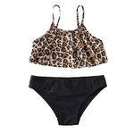 Xumplo Girls Swimsuit toddler Two Piece Bathing Suit kids Sleeveless Swimwear Leopard Bikini Tankini Beach Rash Guard Swimsuits 12-14 Years