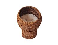 spot on dealz® Round Pet House Natural Rattan basket Soft Cushion cats calming chair wicker dog bed with metal frame inside cat beds for indoor Cozy Cave house