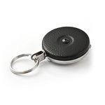 Key-BAK Original 8oz. Retractable Reel, 24 in. (61 cm) Stainless Steel Chain, Black Front, Steel Belt Clip, Split Ring