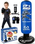 Punching Bag for Kids|3 in 1,Kids 63 Inch Freestanding Ninja Boxing Bag Set incl Double Volume Air Pump & Boxing Gloves|3-10 Year Old Kids Punching Bag with Stand | Inflatable Karate Kid Toys for Boys