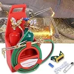 Oxyacetylene Torch Kit, Professional Portable Welding Brazing Cutting Torch Kit with Gauge And Oxygen Acetylene Tank (red)