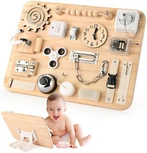 Potatomato Montessori Large Busy Board - Wooden Sensory Toys -Fidget Activity Board for Toddlers Boys and Girls- Motor Skills Gifts for ADHD & Autistic Children Kids 3 4 Years Old
