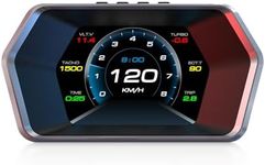 AMHVMU P17 HUD car heads up display,digital speedometer car mph,OBD2 plus GPS Dual System,Heads up Display Car,Water Temperature Gauge,Tachometer,Suitable for all Vehicle Models