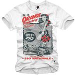 E1Syndicate T-Shirt DRAGSTRIP Rockabilly PIN UP 50S HOT Rod Pinstripe White Large