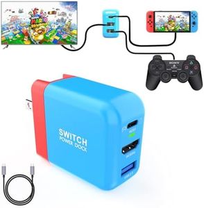 TreasLin Switch Dock, PD 36W USB-C/HDMI Switch Adapter or Switch-OLED TV Dock Station 4K 60Hz HDMI Charger Adapter Portable Switch Charger Accessory, Red and Blue