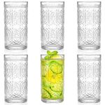 Bekith 6 Pack 12 oz Romantic Water Glasses, Premium Drinking Glasses Tumblers for Beverages, Beer, Refreshments, Vintage Glassware Set for Dinner Parties, Bars, Restaurants