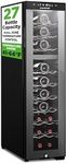 NutriChef PKCWCDS275 Chilling Refrigerator Cellar-Dual-Zone Wine Cooler/Chiller, Digital Touch Button Control with Air Tight Seal, Contains Placement for Standing (27 Bottle Storage Capacity), Black