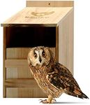 WildYard Owl House Real Wood - Easy to Hang - Prebuilt Owl Box for Outside - Houses Owls & Kestrels - Cedar Shavings & Screws Included - Owl Nesting Box, Barn Owl, Screech Owl Houses for Outdoors