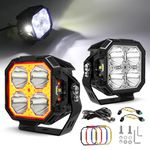 CO LIGHT 2PCS 3 INCH LED Light bar 12000LM Square LED Off Road Lights with 270° Illumination Yellow/White DRL LED Driving Light for Offroad Truck UTV ATV Motorcycle