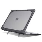 Fintie Case for 12.4 Inch Microsoft Surface Laptop Go 3 (2023) / Surface Laptop Go 2 (2022) / Surface Laptop Go (2020) - Heavy Duty Matte Coated Protective Hard Shell Cover with Fold Kickstand, Gray