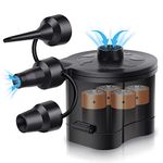 Air Pumps for inflatables, Battery Powered Portable Electric Pump for Airbed Camping Mattress Paddling Pool Beach Toys, Fill Inflator Deflator with 3 Sizes Nozzle (4 D Battery Not Included)