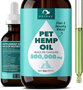 Petpal Organic Hemp Oil For Dogs & Cats (500,000MG)Canadian Grown, Natural Calming Aid, Stress and Separation Anxiety Relief, Rich in Omega 3 6 9 Antioxidants, and Mobility Support, Hip & Joint Care. (2oz (60ml))