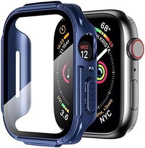 Mesime Rugged Case Compatible for Apple Watch Series 9 8 7 41mm with Tempered Glass Screen Protector, iWatch Case Protective Accessories Shockproof Bumper Cover Men/Women -Blue