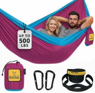 Wise Owl Outfitters Hammock for Camping Double Hammocks Gear for The Outdoors Backpacking Survival or Travel - Portable Lightweight Parachute Nylon DO Fuchsia Sky Blue