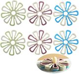 Silicone Trivet Mat Set of 6, GUANCI Hot Pot Holder Hot Pads for Table & Countertop Set Non-Slip & Heat Resistant Modern Kitchen Hot Pads for Pots & Pans(Pink, Blue and Green)