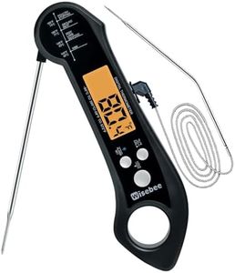 Wisebee 2-in-1 Meat Thermometer, Digital Instant Read Food Kitchen Thermometer with Dual Probes | Waterproof | Alarm Set | Calibration | Backlit | Hold Function for Cooking (Black)