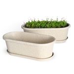 Eha Earth Friendly Regalia 19 Inch Pots and Planters Set of 2 | Bamboo Based, UV Protected | Plant Pots for Indoor & Balcony Window Flower Pots | Sand Castle