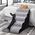 5-Tier Foam Pet Stairs for High Beds, 30D High Density Dog Foam Ramps/Stairs/Ladder for Older Dogs, Cats, Puppies, Small Medium Dogs (24.4" Tall Grey Color)