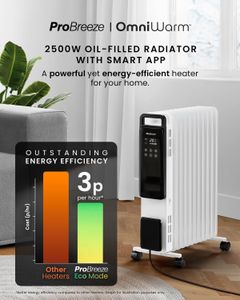 Pro Breeze 2500W Oil-Filled Radiator Heater – Black