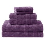 CANNON Shear Bliss Quick Dry 100% Cotton 2 Bath, 2 Hand, 2 Washcloth Towel Set, 425 GSM, Slim Lightweight Design, Absorbent (Plum)