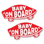 EPIC Goods Baby On Board Sticker for Cars, Trucks, Vans [2-Pack] Safety Sign Decal for Kids, Heavy-Duty Waterproof Bumper Sticker - Skateboarding, BMX, Baby Shower Registry Gift (White/Red - Stickers)