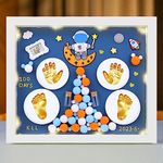 MCstars Baby Handprints and Footprints Clay Photo Frame, Mom's Keepsake Clay Photo Frame, Essential Newborn Photo Frame Gift (Traveling in Space)