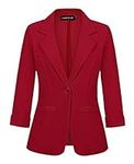 MINTLIMIT Womens Blazer 3/4 Sleeve One Button Blazers Jacket Linen Feel Longline (R-Red XXL)