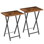 HOOBRO Portable TV Trays Set of 2, Folding TV Dinner Tables, TV Tray Table for Small Space, Dining Tray for Eating at Couch and Bed, Easy Assembly, Space Saving, Rustic Brown and Black BF20BZP201