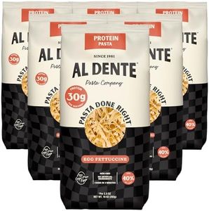 Al Dente Protein Pasta Egg Fettuccine – 30g High Protein, Lower Carb, High Fiber. Artisanal Flavor: Cage-Free Eggs & Semolina. Keto and Point-Based Diet-Friendly. 10oz Bags (Pack of 6)