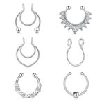 QWALIT Fake Septum Ring Fake Septum Piercing Faux Septum Nose Rings Fake Nose Ring Septum Fake Septum Nose Ring Clip on Septum Ring Faux Septum Piercing Fake Septum Hoop Fake Septum Jewelry Silver