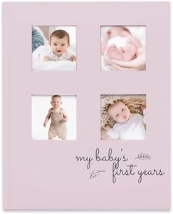 Baby Memory Book First 5 Years Journal - Modern Baby Milestone Book Hardcover 66 Pages, Baby’s First Year Book, Baby Book for Boys, Girls, Baby Photo Albums, Baby Scrapbook Album (Mist Pink)