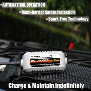 MOTOPOWER 12V Battery Charger – Automatic Maintainer for Car, Motorcycle