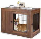 Costway Furniture Dog Crate, Pet Crate End Table w/Cushion, Double Doors, Mesh, Indoor Use Dog Cage House, Indoor Use Decorative Dog Kennel for Small to Medium Sized Dogs