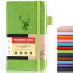 Password Book with Alphabetical Tabs Small Password Keeper with Extra Password Space to Change Password. Password Notebook for Home or Office for Internet Log in (Green)