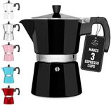 Zulay Premium Moka Pot Espresso - Leak-Proof Stovetop Espresso Maker - Perfect for Authentic Cuban & Italian Style Espresso - Makes 3 Espresso Cups - Black