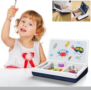 Fumcsy Lap Desk Kids with Cushion, Removable & Washable Lap Table with Storage Compartments Magnetic Board, Laptop Lap Desk with iPad and Mobile Phone Slot Great for Kids Adults - White