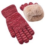 Women's Winter Warm Touch Screen Gloves Womens Thermal Cable Knit Wool Fleece Lined Touchscreen Texting Mittens for Cold Weather